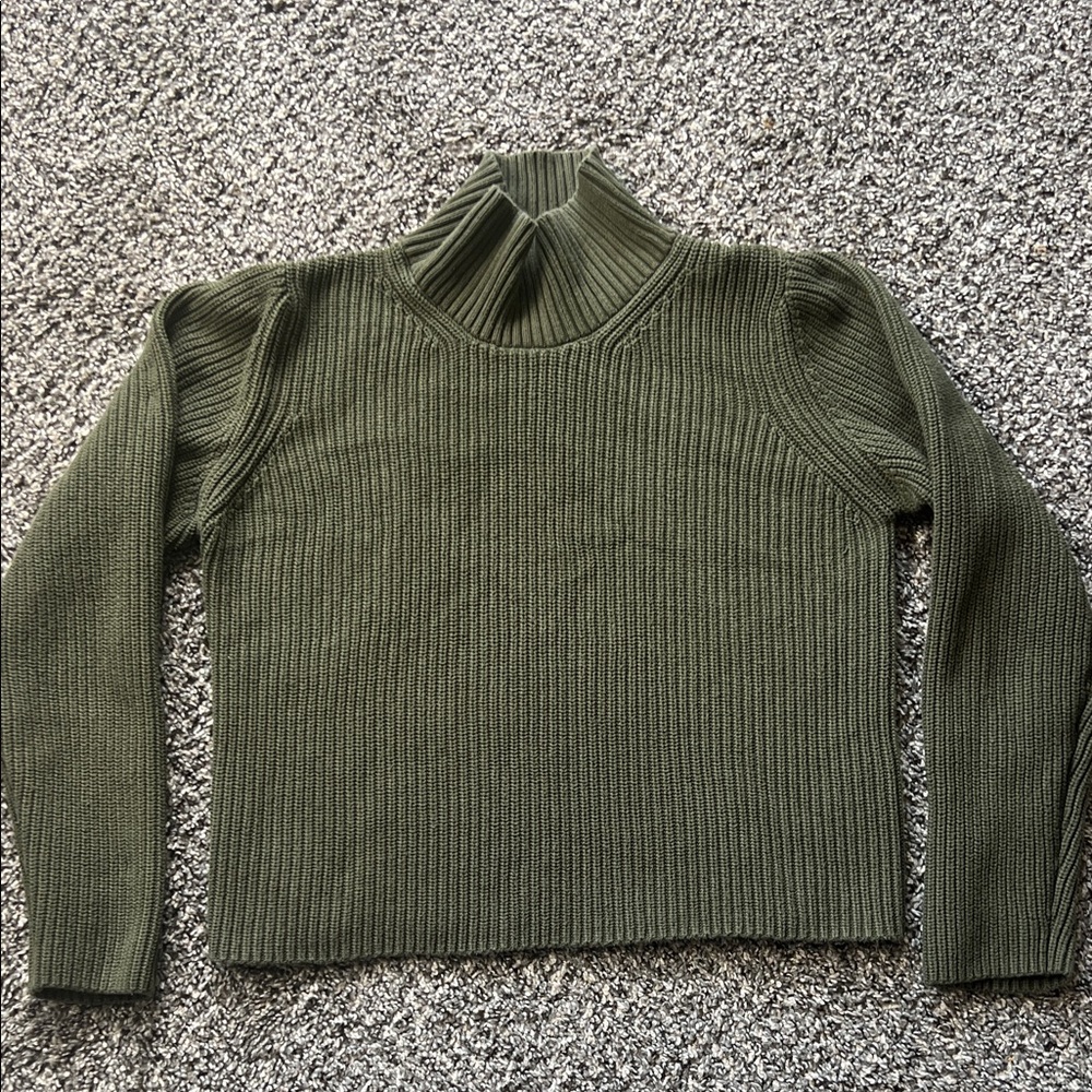 French Connection Olive Green Ribbed highneck Sweater